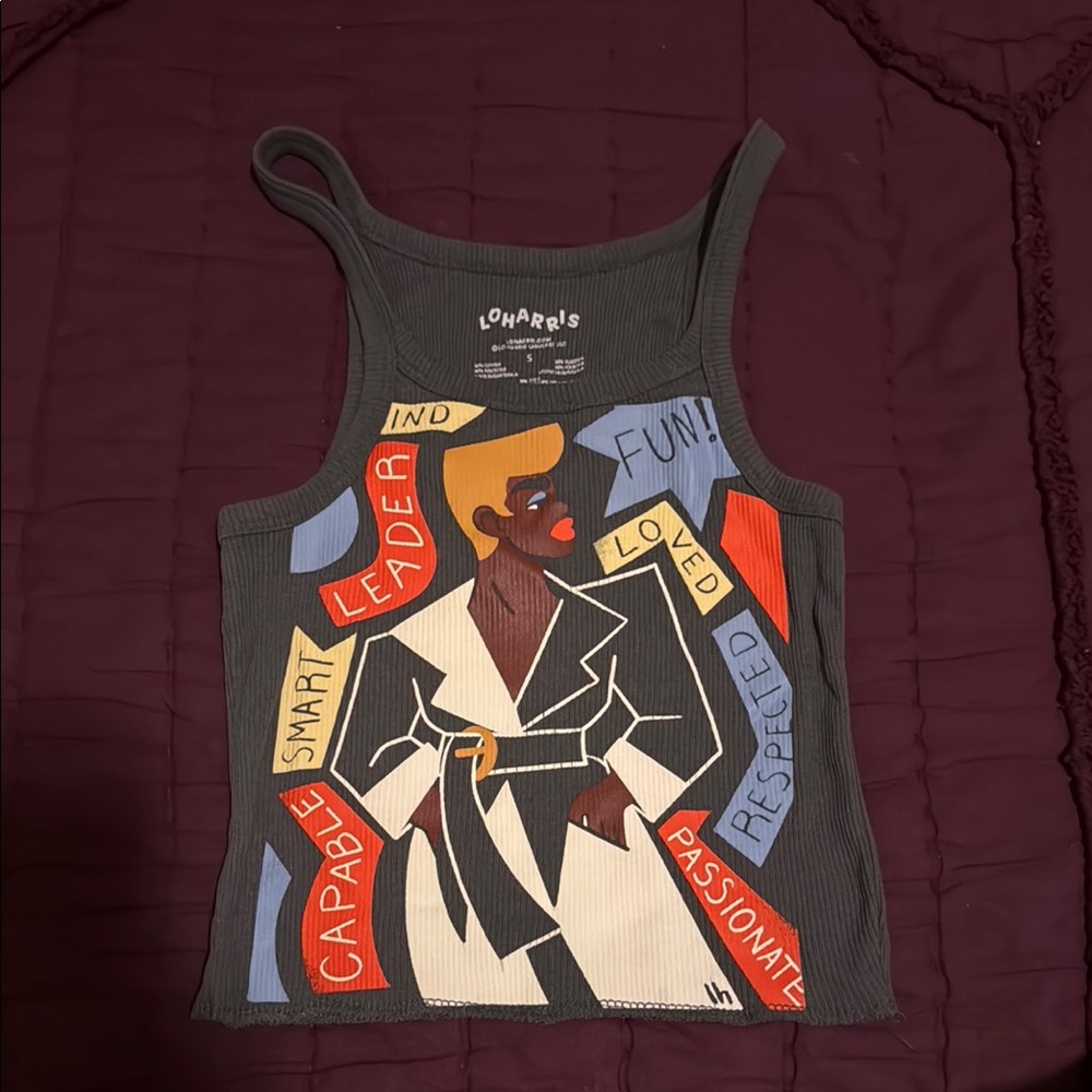 LOHARRIS Graphic Racerback Tank Top with Colorful Design